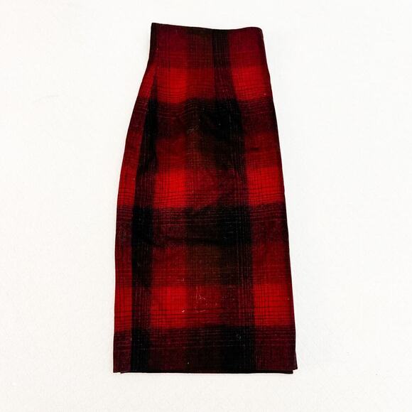 Pendleton Plaid Wool Pencil Skirt Red Black Size L - Picture 2 of 5